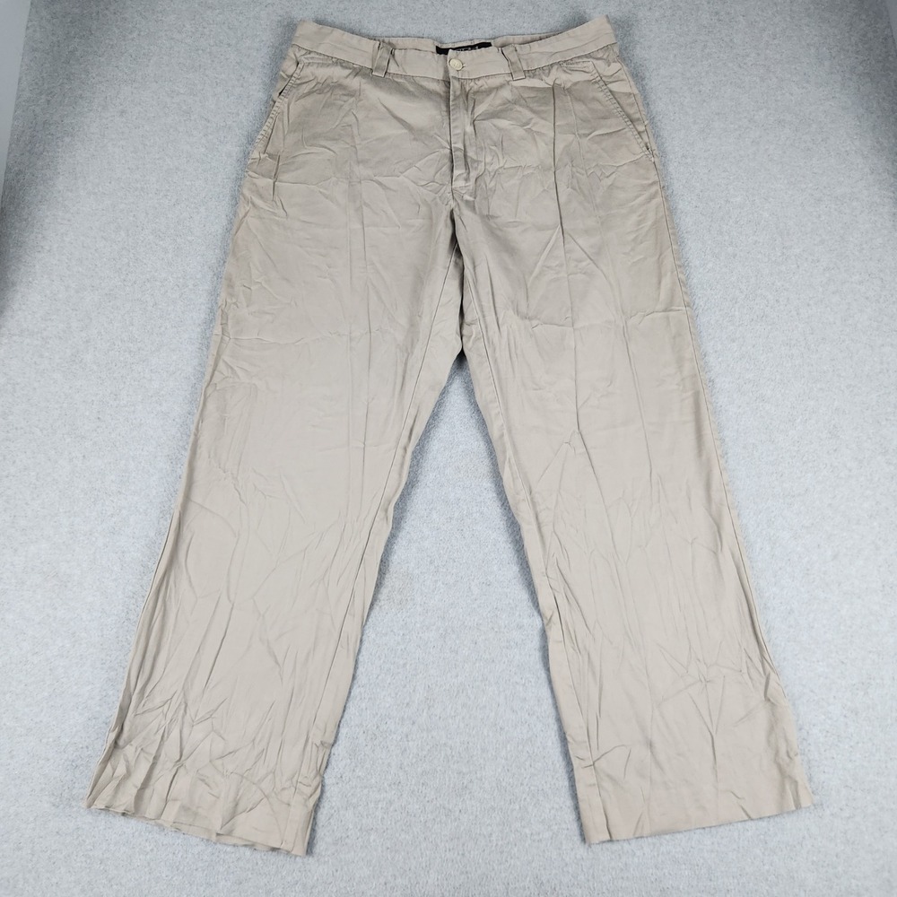 Kenneth Cole New York Pants Mens 36x32 Beige Cotton Slash Pocket Straight Leg